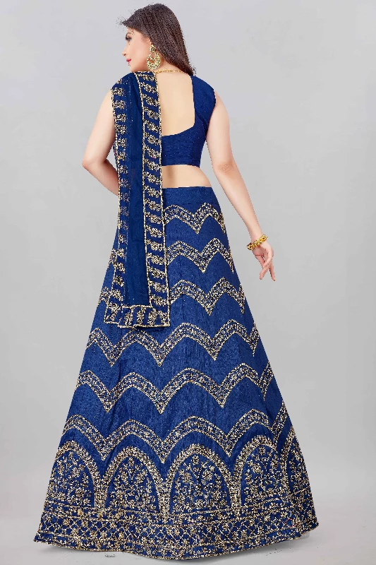 Designer Wedding Wear Heavy Net Lehenga Choli,  Royal Blue-2.webp